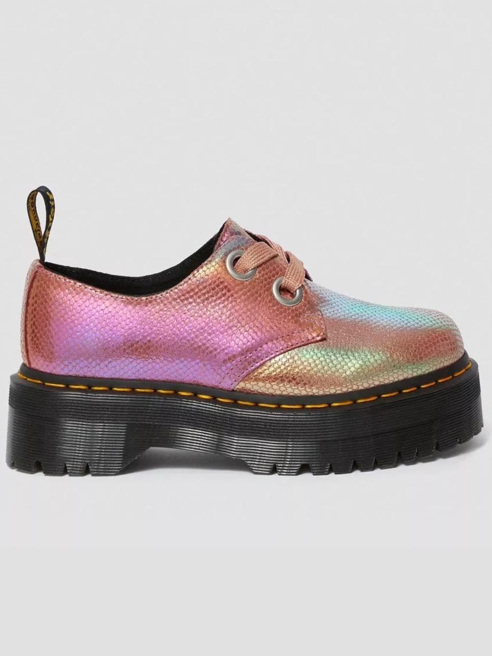 Dr. Martens Holly Iridescent Leather Platform Coral Mermaid Womens size 9 NEW!!!